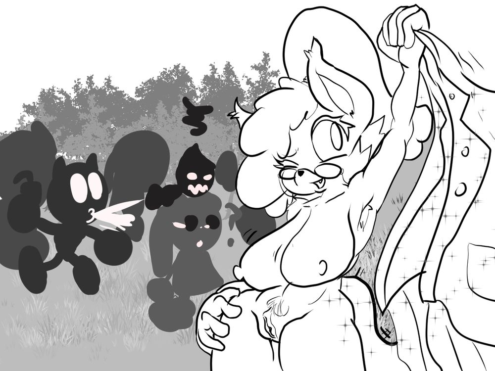 Mizzy the Fox, a motherly fox dramatically pulls the trenchcoat off to strike a pose in the park, much to the parkgoers' Shock and surprise.
Streaking ain't just for the Young'uns.