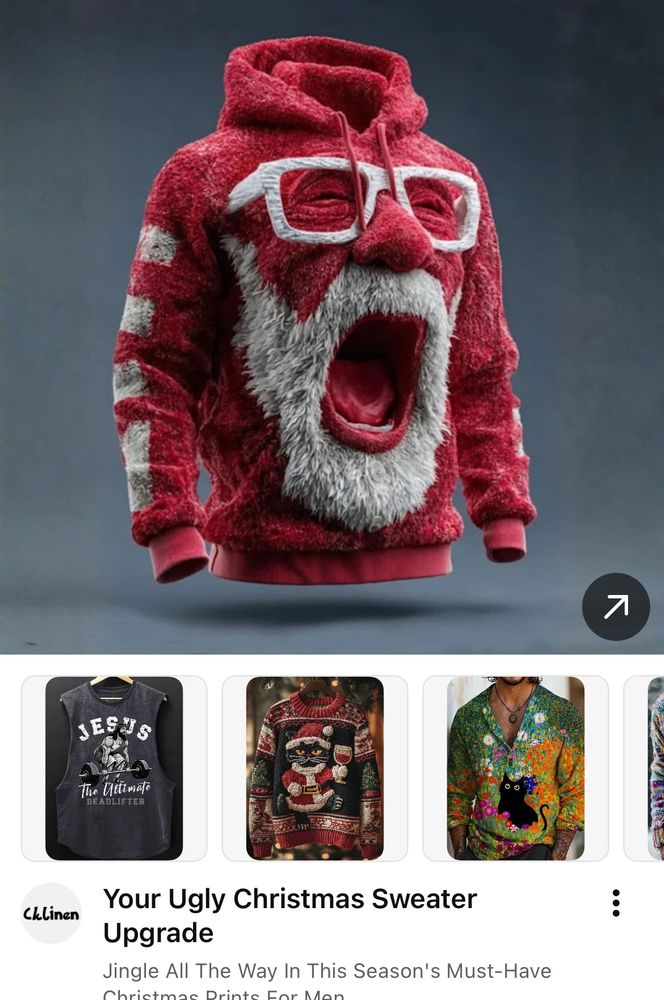 Terrible AI slop as from YouTube featuring a screaming Santa Claus gave 