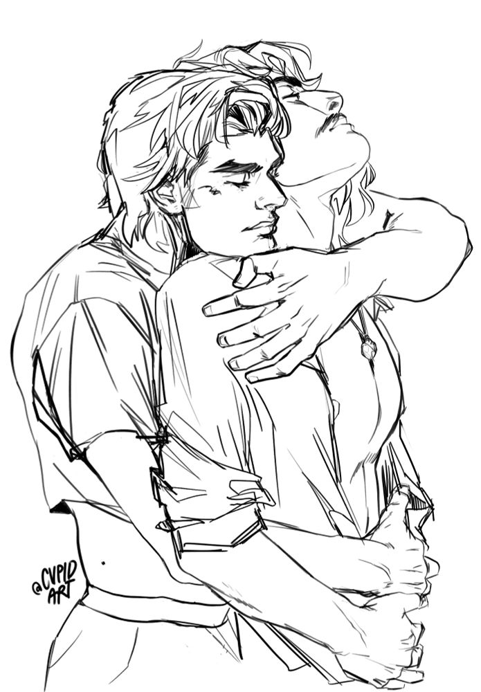 Steve wrapping his arms around Billy, holding him by the waist. Billy tilts his head back into Steve. 