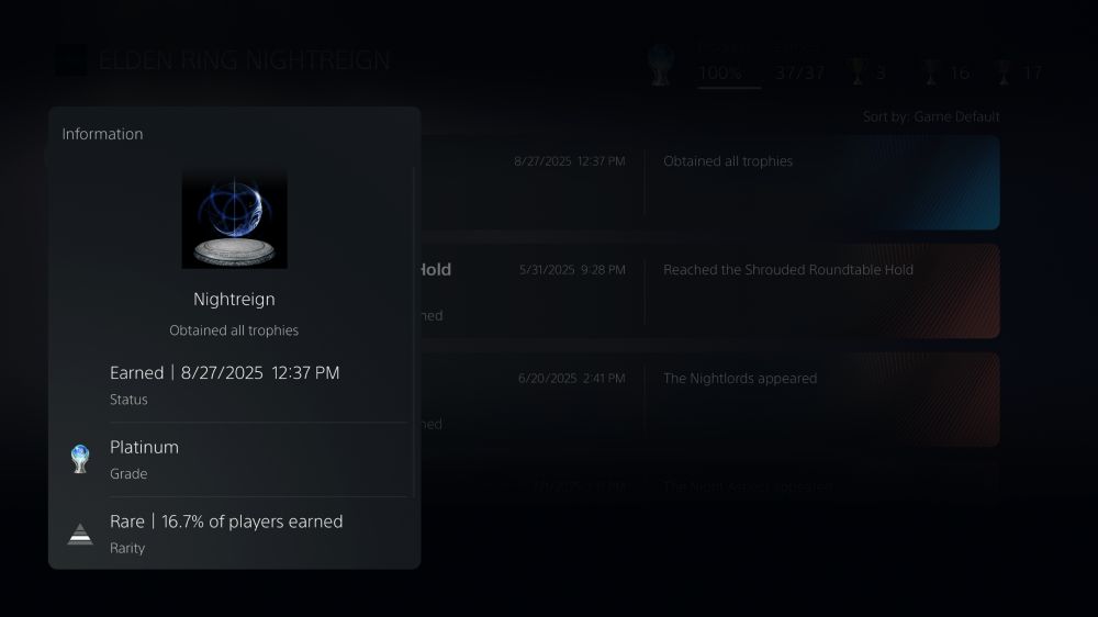 Platinum trophy for Elden Ring: Nightreign.