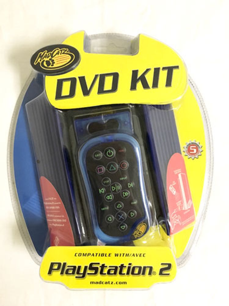 a Mad Catz DVD kit for the playstation 2. It has a remote control and a sensor.