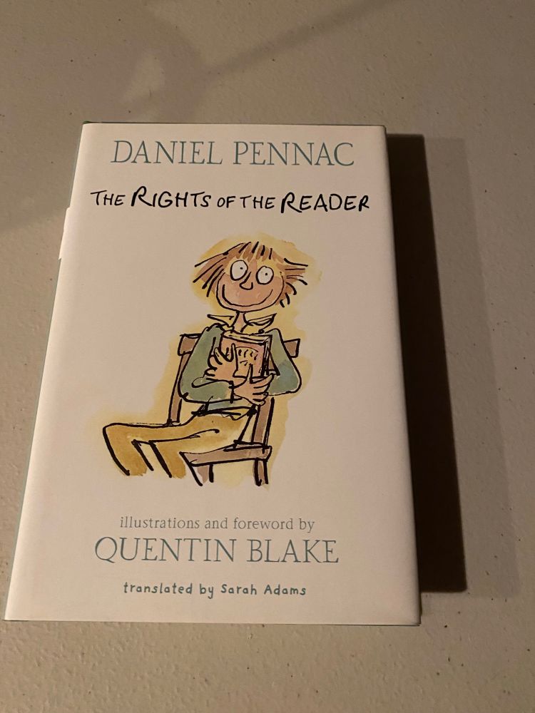 A photo of Daniel Pennac’s book _The Rights of the Reader_. 
