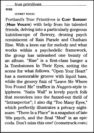 My Big Takeover Magazine review of the new album from True Primitives.