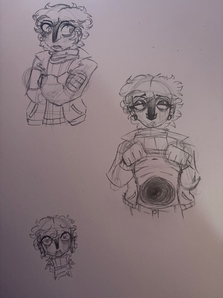 Full doodle page of coat guy, 