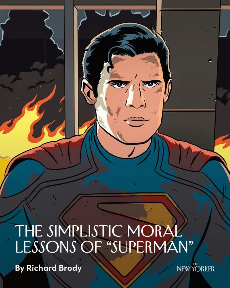 The simplistic moral lessons of Superman by Richard Brody article cover. 