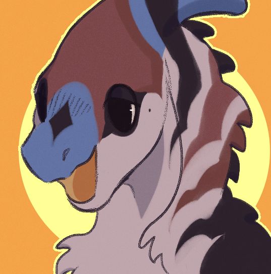 A Parasaurus looking to the left with a tired but happy expression. (Inspired off Paleo Pines cute cartoony style!)