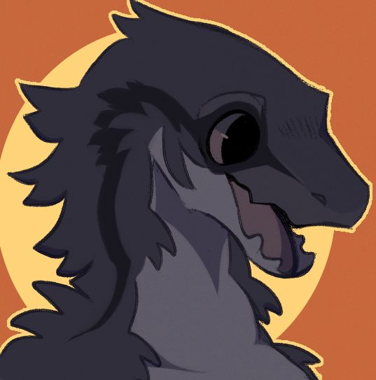 A Dryptosaurus looking to the right with a happy excited expression. (Inspired off Paleo Pines cute cartoony style!)