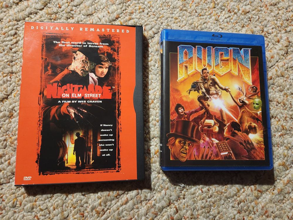 My DVD of A Nightmare on Elm Street and the AVGN Blu-ray set.