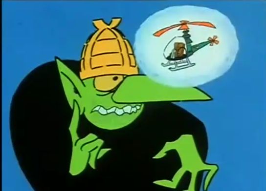 Corvax from Muzzy thinks about a helicopter and probably says it in the language you're trying to learn. Remember: those kids aren't French, they're American!