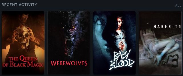 The Queen of Black Magic 2019, Werewolves 2024, Baby Blood 1990, Marebito 2004