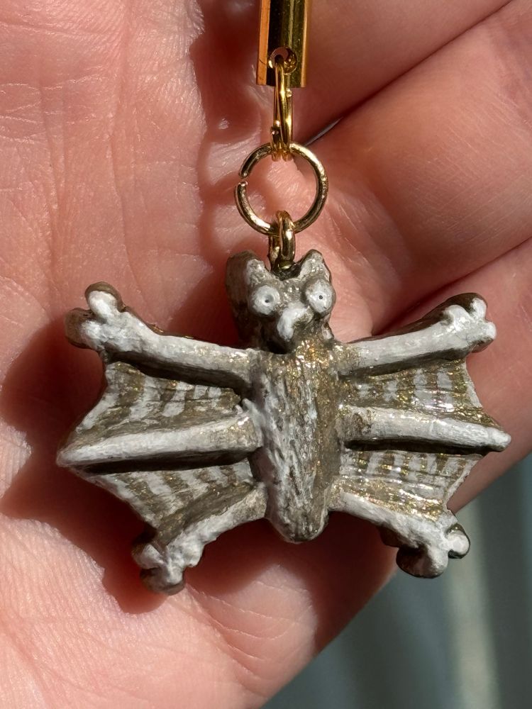 Painted polymer clay medieval white bat