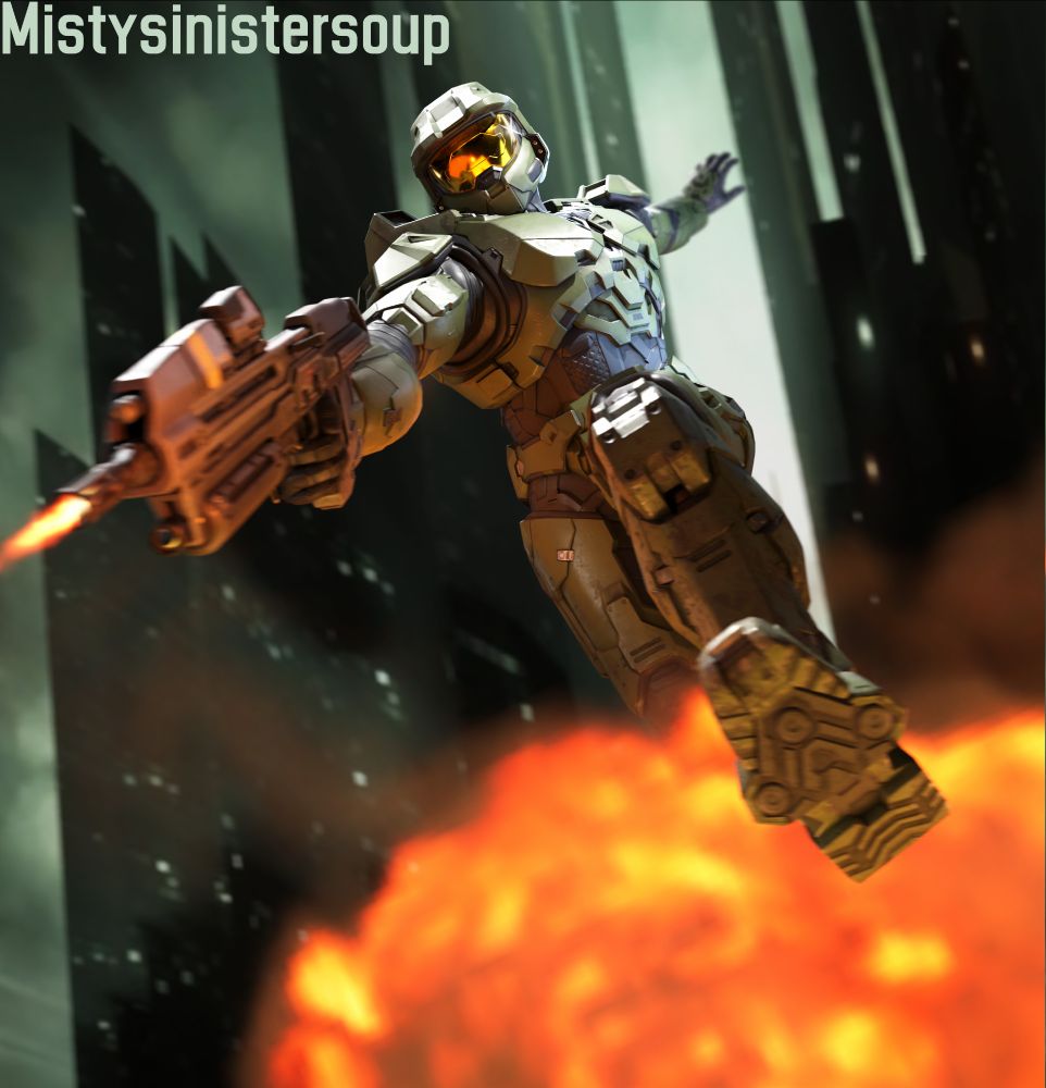 Master Chief hitting Optimus Prime's iconic jump