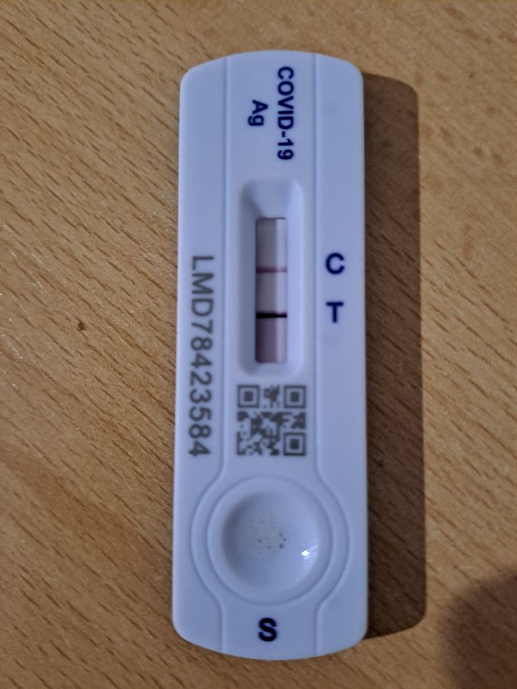 A positive covid test. Not pictured: a very pissed-off person already living with long covid / ME.