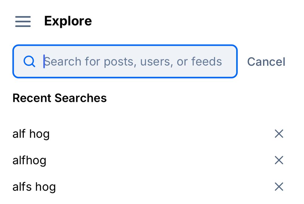 Recent bsky searches that are various forms of Alf hog