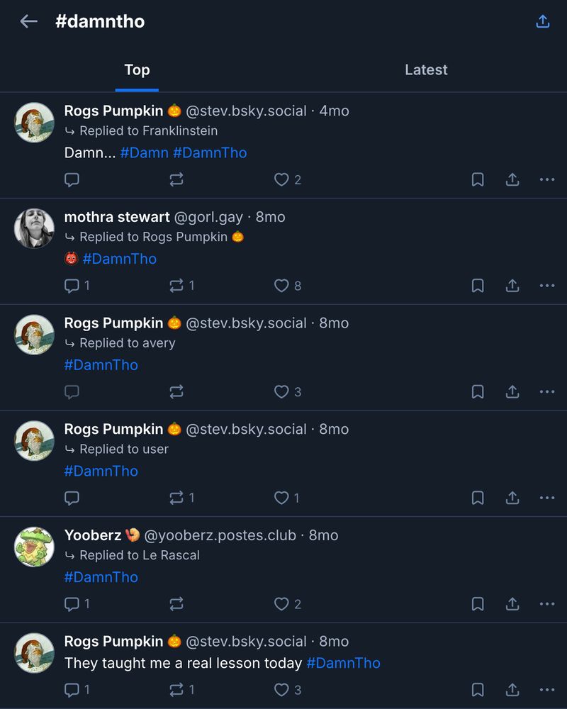 the #damntho feed featuring posts only by tayy, rogs, and yooberz