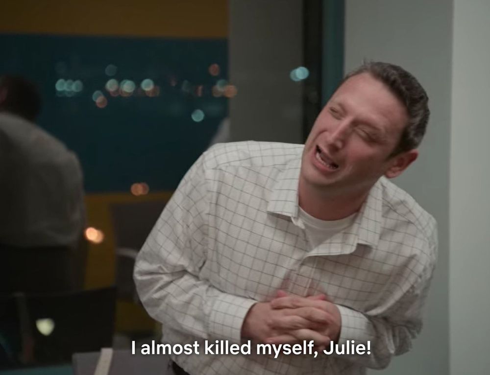 Tim Robinson hysterically saying I almost killed myself Julie!
