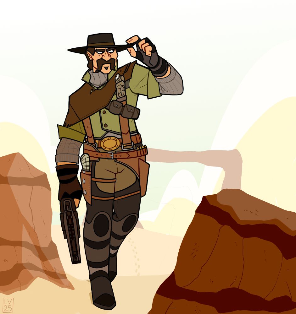 Digital illustration of Abe from the game Evolve. by Lucca Vendramel