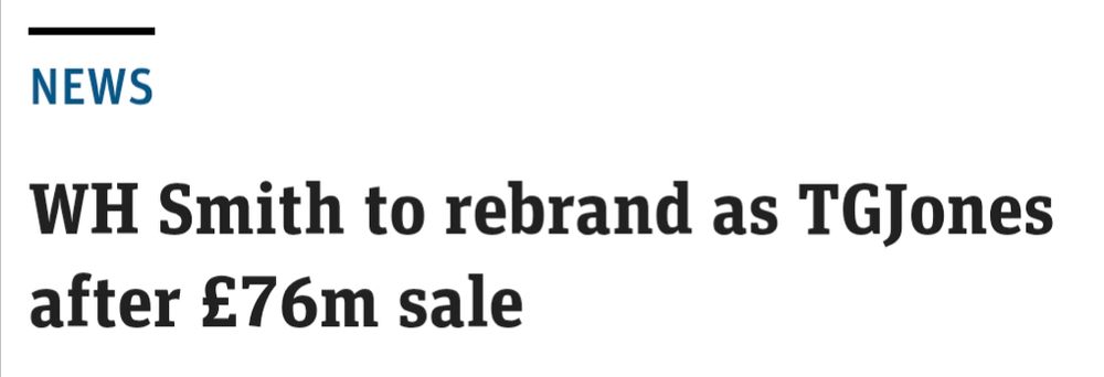 News: WH Smith to rebrand as TGJones after £76m sale