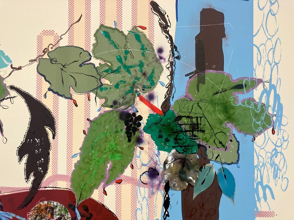 Small & quite actually-strange in an obviously good way as well as, well, yeh strong embrace of estrangement way/s. Helen Marten at Sadie Cole’s in Bury St., St James’s. 
Series of big ‘canvases’, chunky frames incl inserted ones w people & snails plus (a)typical very free mucking/experimenting 👁️👁️