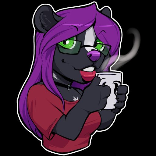 picture of my skunk sona drinking coffee