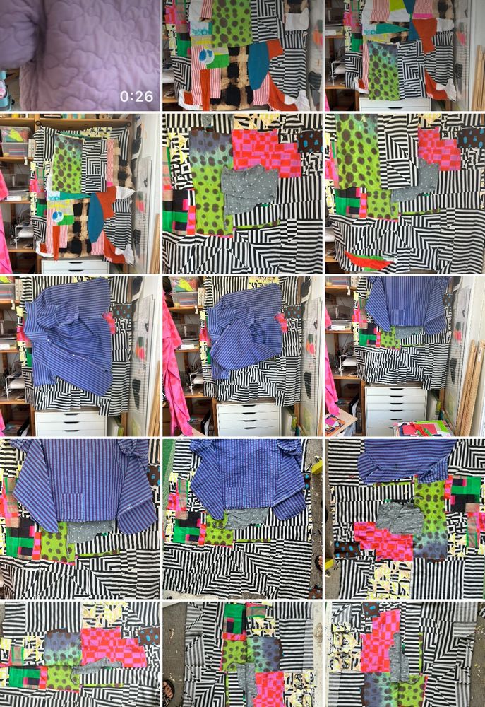 Grid of various ways to alter maximalist quilt. 