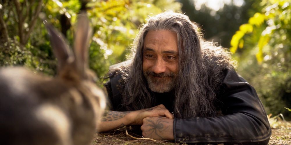 ed talking to his lil rabbit friend 