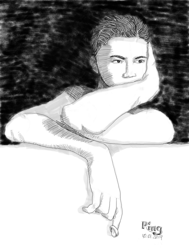 My pen and ink drawing of fingering the ring