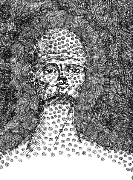 My pen and ink drawing of hallucinating head