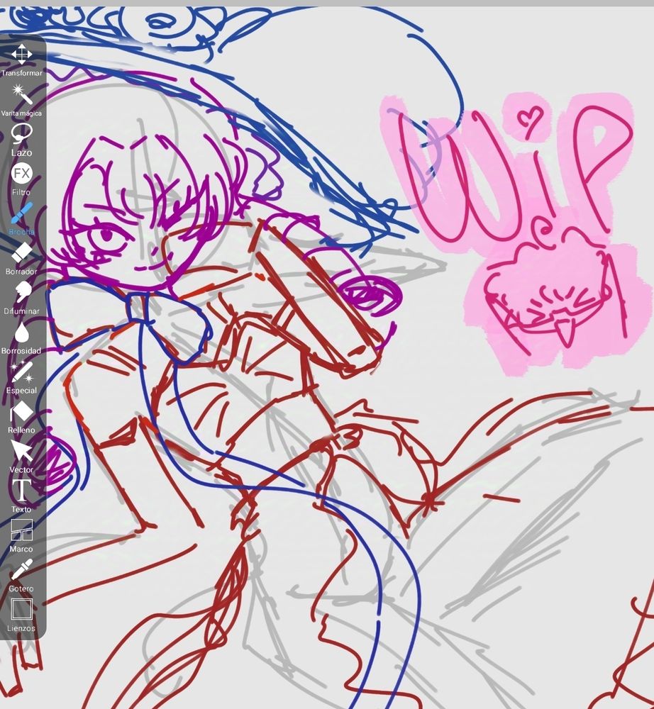 A drawing in progress of a character from the videogame Reverse 1999 named Sotheby. 
She's possing like she's floating and blinking at the viewer. 