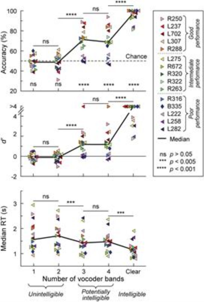 Intracranial electrophysiology of spectrally degraded speech in the human cortex