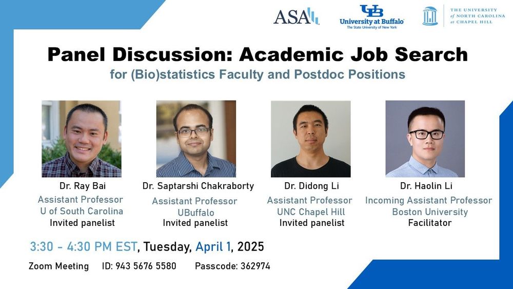 Panel Discussion: Academic Job Search

Date: Tuesday, April 1, 2025
⏰ Time: 3:30-4:30 PM EST

📍 Location: 
Zoom Meeting: https://lnkd.in/evxiJbPq
ID: 943 5676 5580
Passcode: 362974