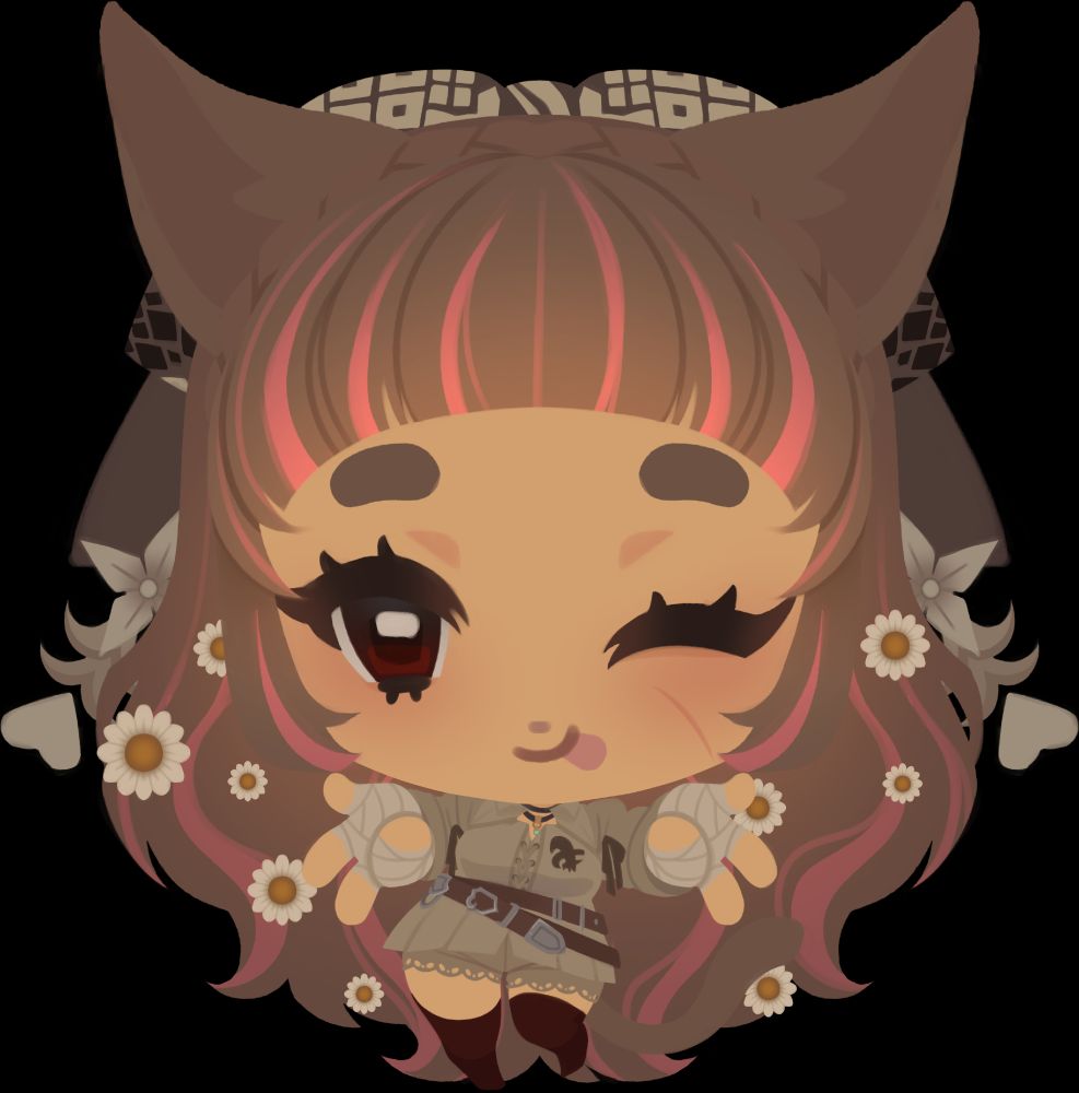 Cute lineless chibi of a commissioners character that is a miqote from ffxiv!
