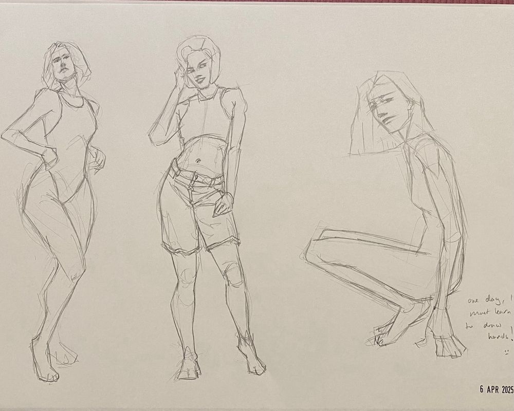 Page of female figure sketches