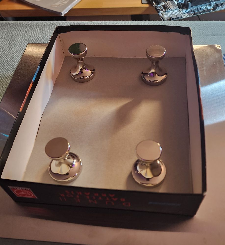 The inside of the box for Dune II. Using magnets to hold it against a metal plate