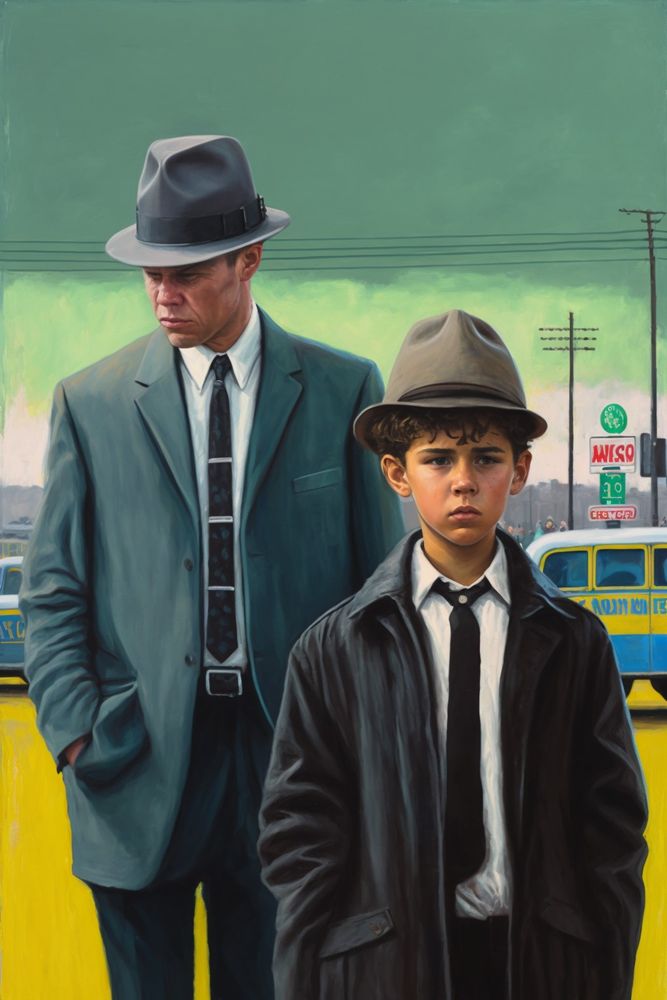 a detective and a boy with a hat #aiart