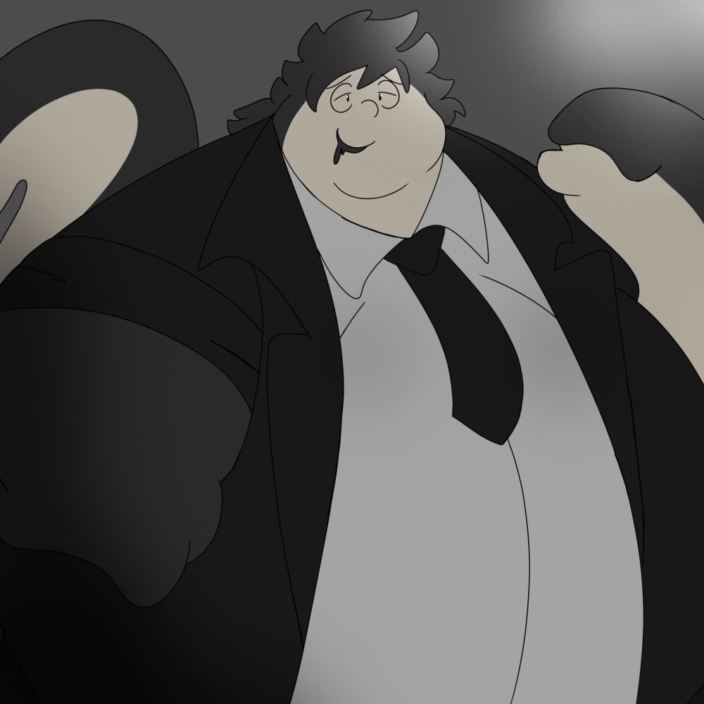 A gummy monster in his work clothes