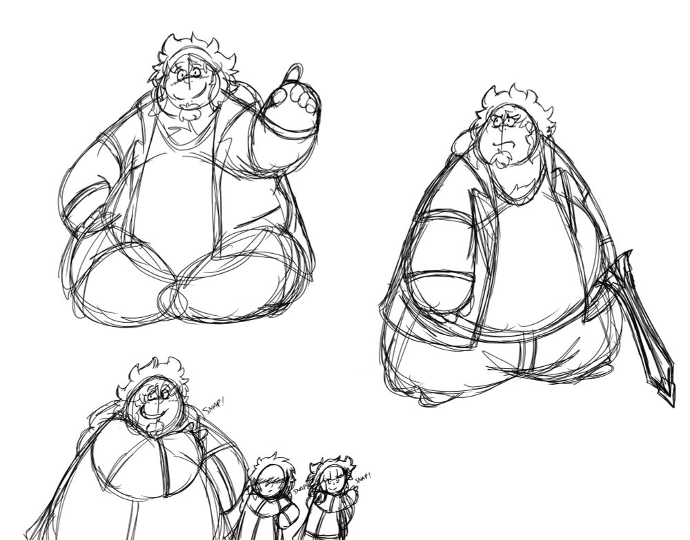 A few doodles of Chester in his human form, with him, Grayson and Kris on at the bottom snapping their fingers.

This is his updated CHERUBIM outfit, being a short sleeved hooded robe wifh fingerless gloves.