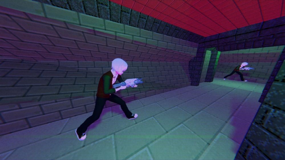Screenshot of the player seeing themself through a portal