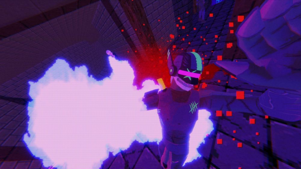 Angled shot of an Enemy being burned by Flamethrower