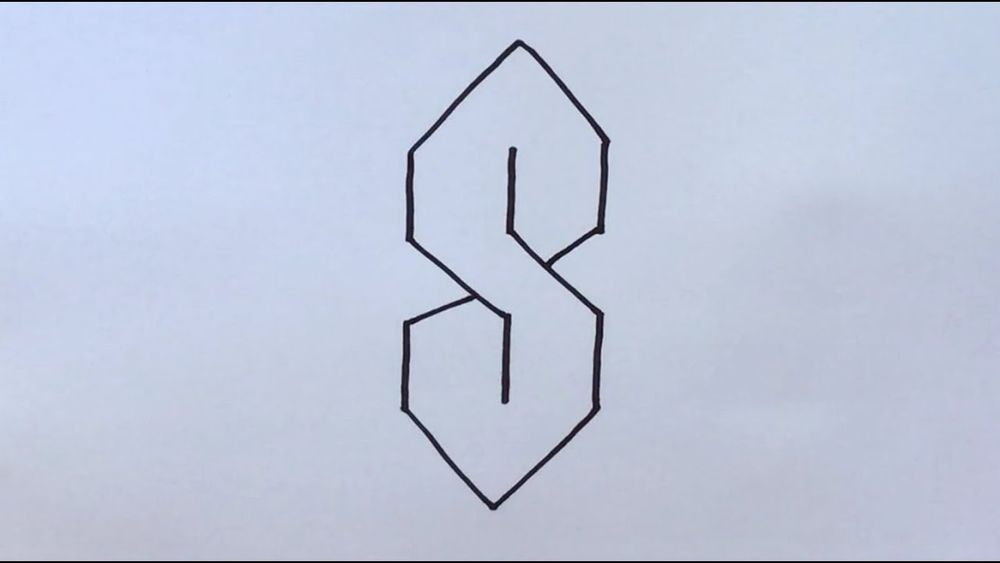 A very ubiquitous letter S drawn in block style by nearly every kid in middle school and up since the 70s