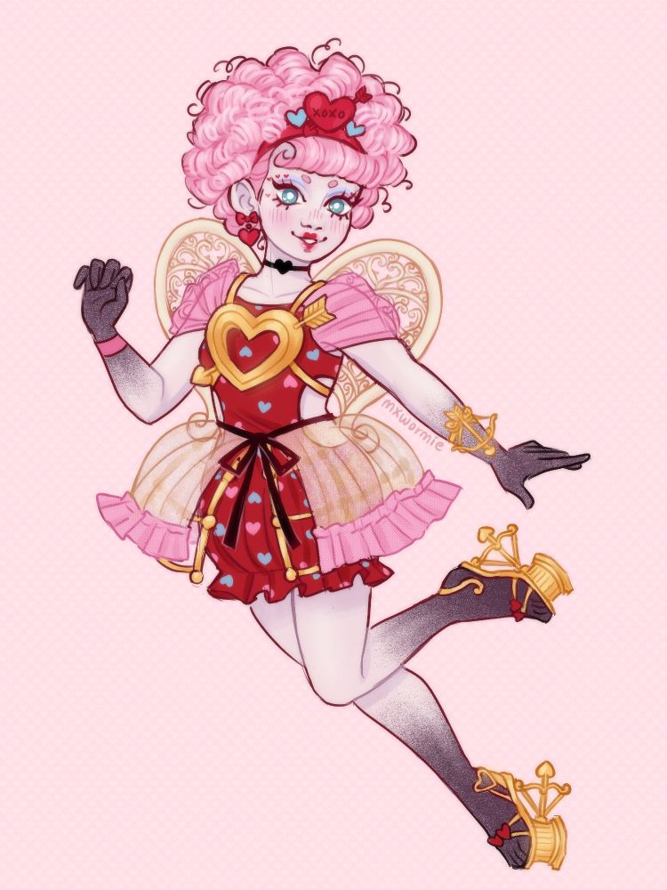 a drawing of monster high g3 cupid asteria in a floaty sort of pose