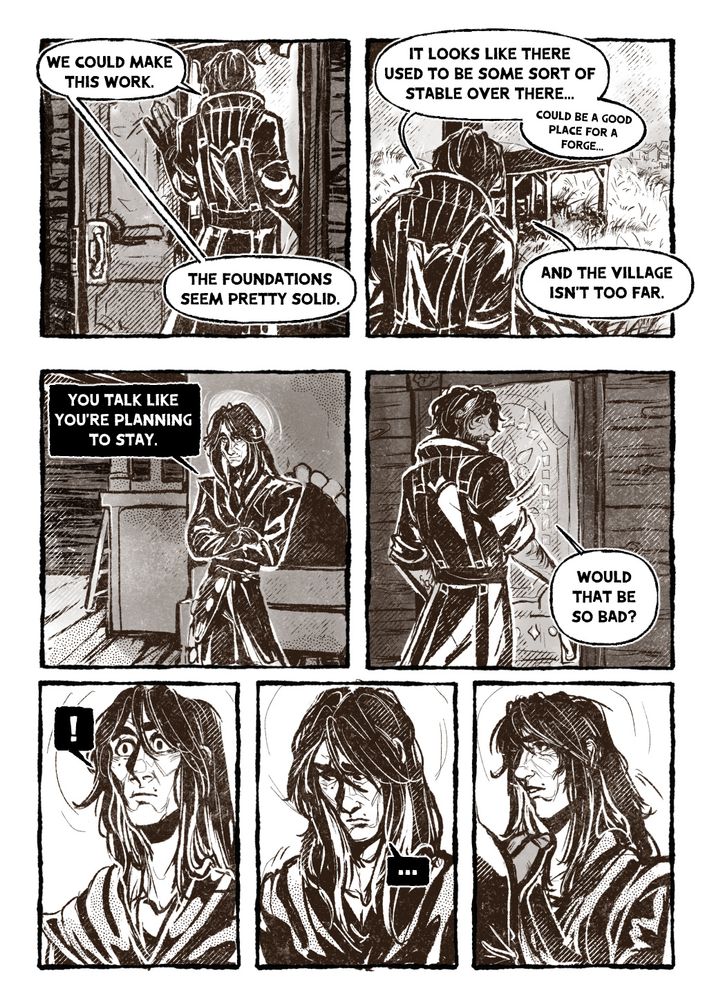 jayce admires the building, looking over the construction.

jayce: 'we could make this work. The foundations seem pretty solid. It looks like there used to be some sort of stable over there... (could be a good place for a forge...) And the village isn't too far.'
viktor: 'you talk like you're planning to stay?'
jayce: 'would that be so bad?'

viktor looks surprised, then pensive. jayce places a hand on his shoulder.