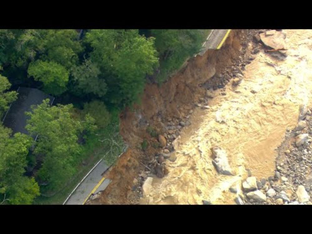 North Carolina Sky 4 video of Tropical Storm Helene damage: Chimney Rock