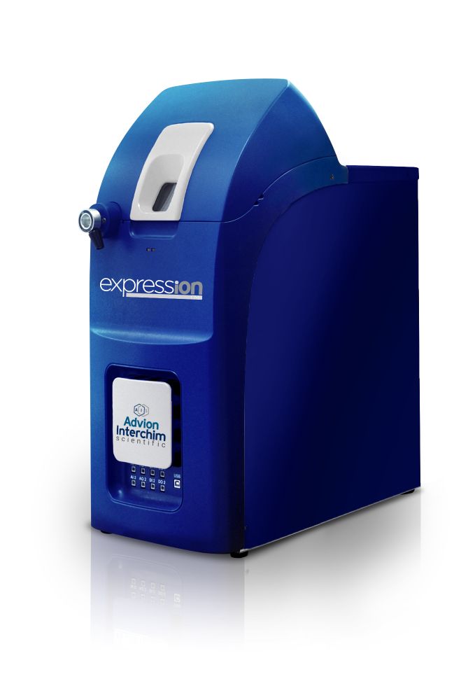 Advion expression compact mass spectrometer (blue box) with sampling port for the direct analysis of samples via a probe