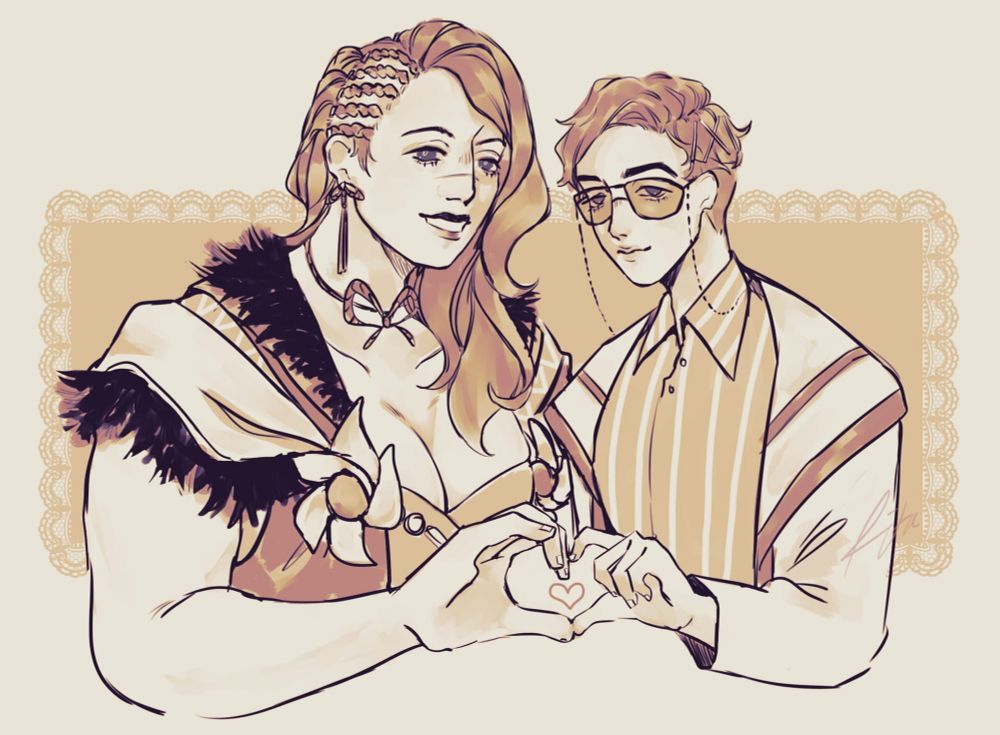 friends ffxiv wol, a big muscular woman making a heart emote with george karizaki from kamen rider revice