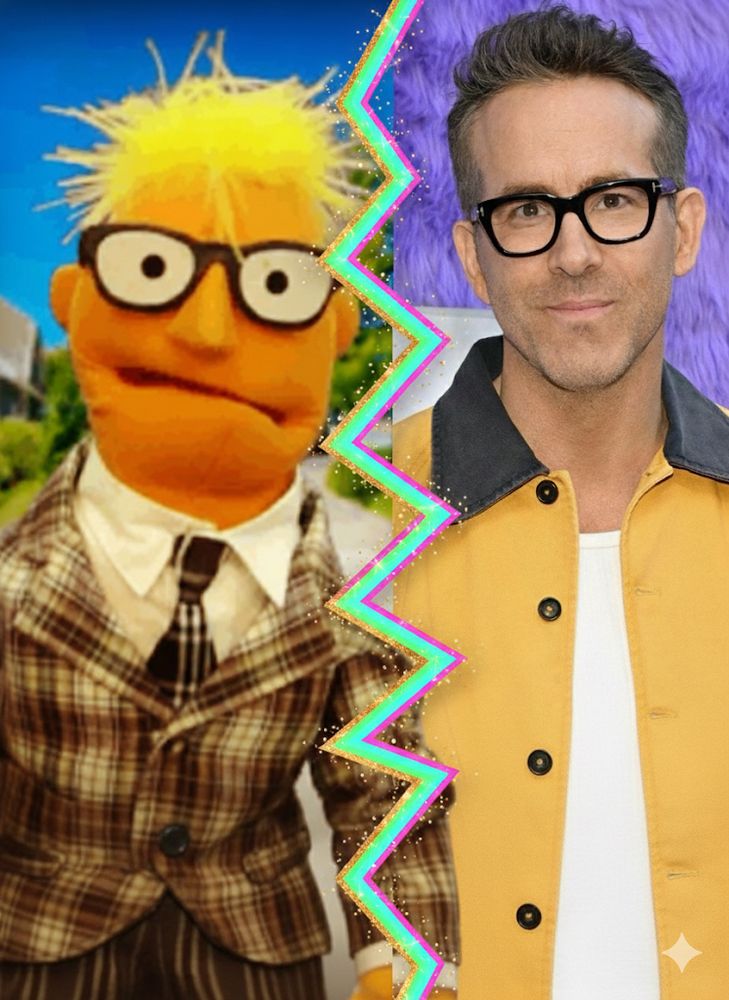 Gary Muppet on the left and Ryan Reynolds (wearing glasses) on the right  