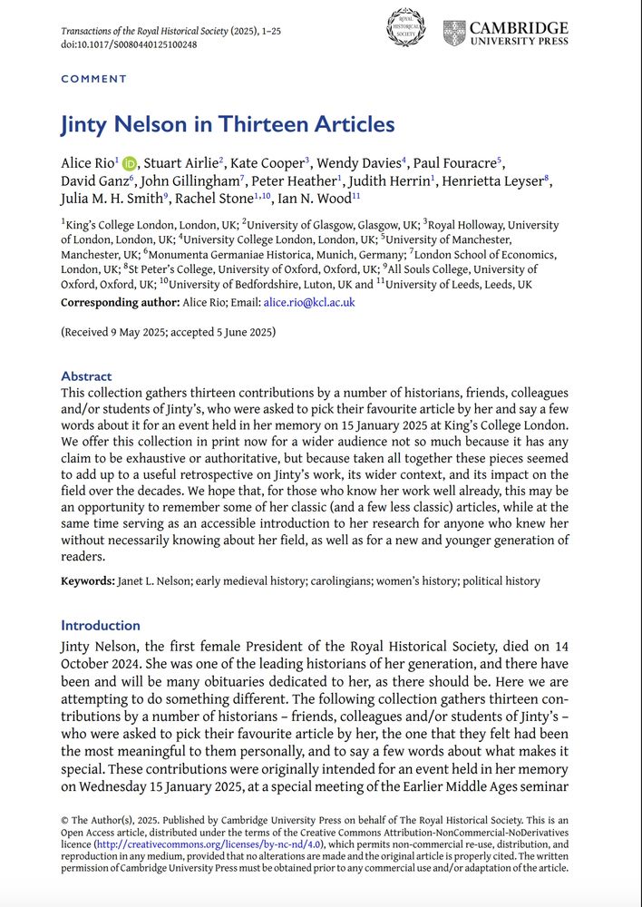 Transactions article: 'Jinty Nelson in Thirteen Articles', first page