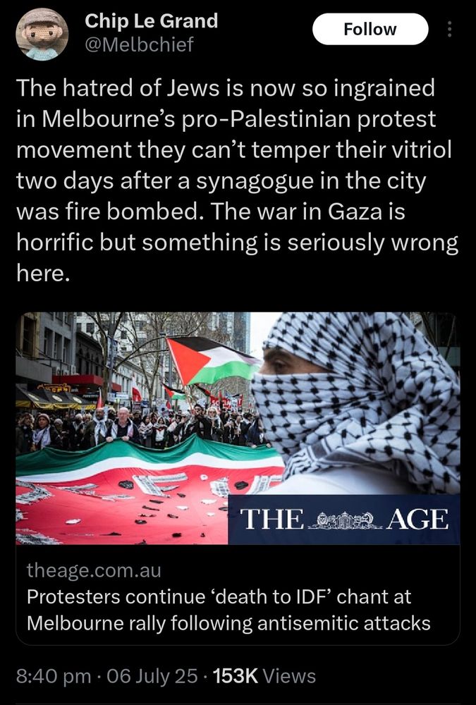 The hatred of Jews is now so ingrained in Melbourne’s pro-Palestinian protest movement they can’t temper their vitriol two days after a synagogue in the city was fire bombed. The war in Gaza is horrific but something is seriously wrong here.