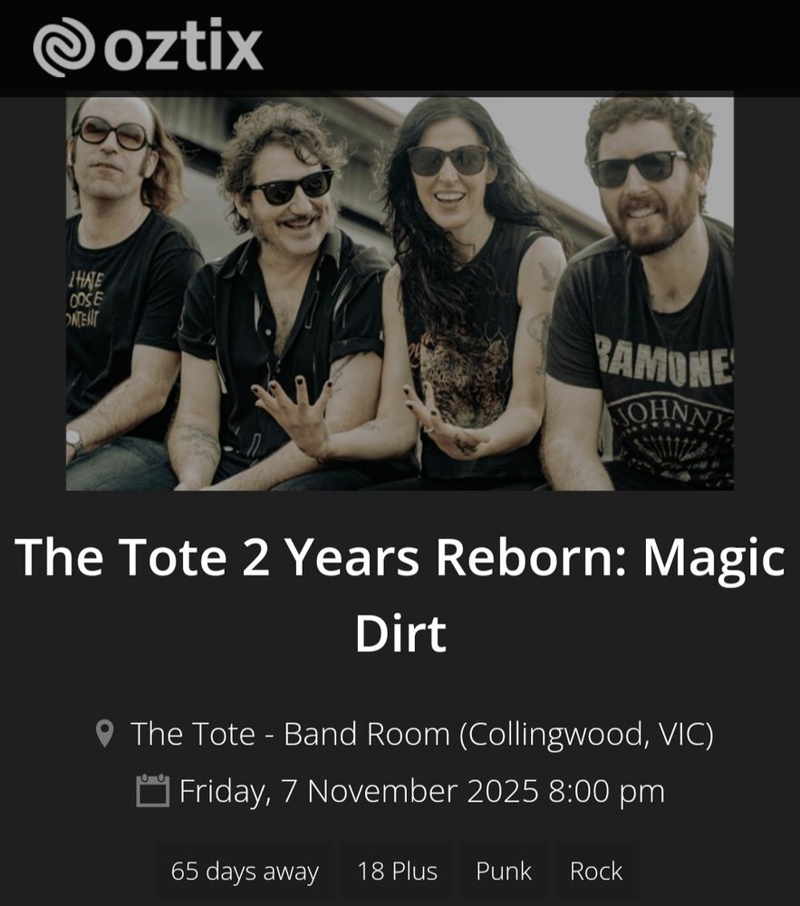 Magic Dirt at The Tote Nov 7 klaxon