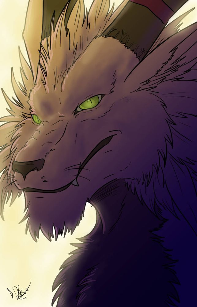 A digital portrait of a pink fluffy dragon, a blinding yellow light coming from behind.